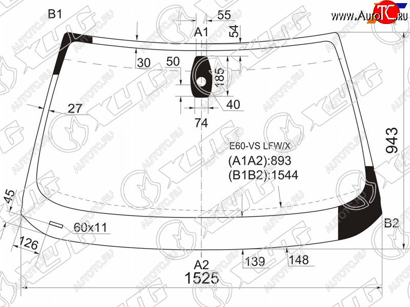 7 399 р. Стекло лобовое (Датчик дождя Круглый датчик дождя 4D SED5D WGN) XYG  BMW 5 серия ( E60,  E61) (2007-2010) седан рестайлинг, универсал рестайлинг  с доставкой в г. Владивосток