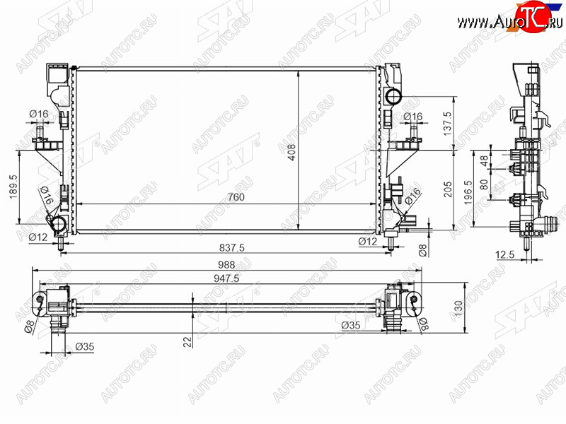 11 349 р. Радиатор охлаждающей жидкости SAT Fiat Ducato 290 (2014-2024)  с доставкой в г. Владивосток