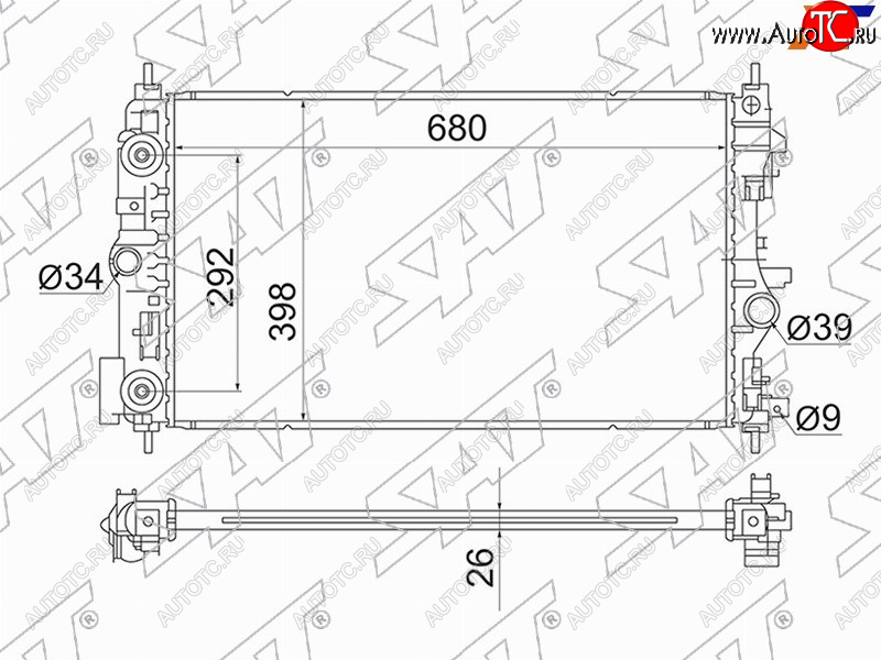5 699 р. Радиатор SAT Chevrolet Cruze J300 седан дорестайлинг (2009-2012)  с доставкой в г. Владивосток