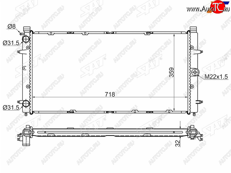 5 549 р. Радиатор охлаждающей жидкости SAT   Volkswagen Caravelle  T4 - Transporter  T4  с доставкой в г. Владивосток