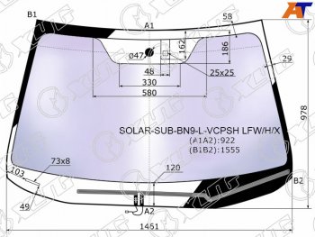 28 999 р. Стекло лобовое (Атермальное Обогрев щеток Датчик дождя) XYG Subaru Outback BS/B15 дорестайлинг универсал (2014-2018)  с доставкой в г. Владивосток. Увеличить фотографию 2