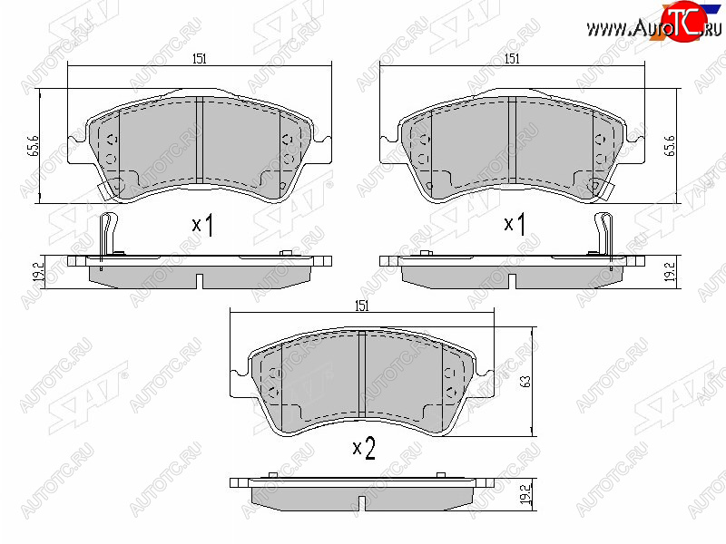 1 459 р. Колодки тормозные передние FR-FL SAT  Toyota Avensis ( T270 седан,  T270 универсал) (2008-2018) дорестайлинг, дорестайлинг, 1-ый рестайлинг, 1-ый рестайлинг, 2-ой рестайлинг, 2-ой рестайлинг  с доставкой в г. Владивосток