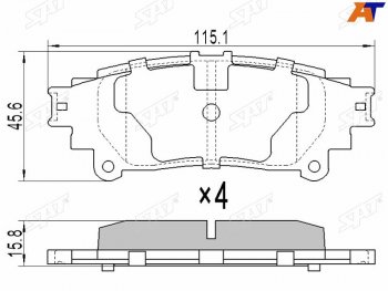 Колодки тормозные задние RH-LH SAT Lexus RX350 XU30 дорестайлинг (2003-2006)