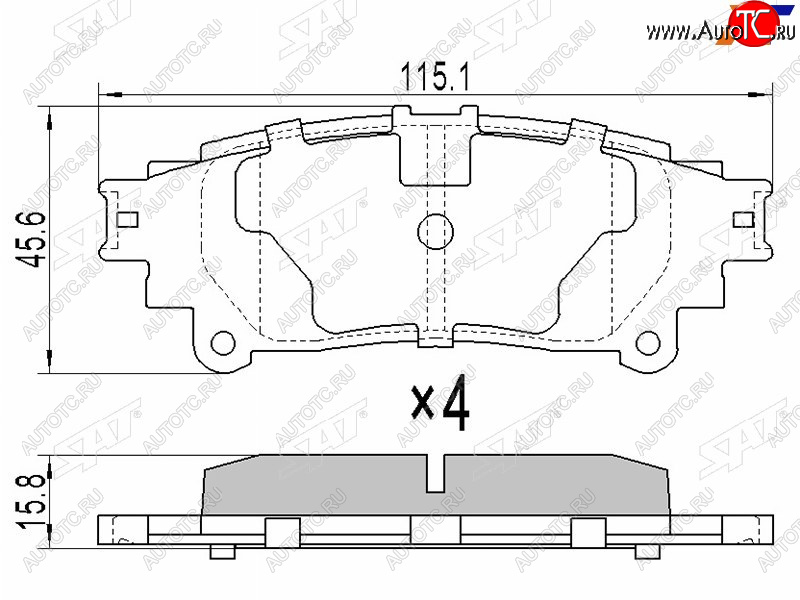 839 р. Колодки тормозные задние RH-LH SAT Lexus RX350 XU30 дорестайлинг (2003-2006)  с доставкой в г. Владивосток