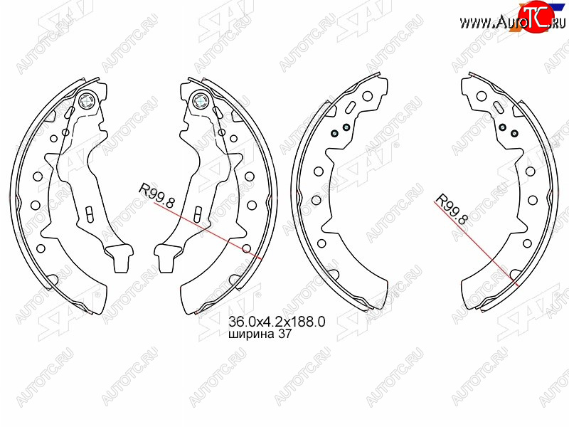 1 759 р. Колодки тормозные задние RH-LH SAT  Toyota Carina E  T190 - Corona  T190  с доставкой в г. Владивосток