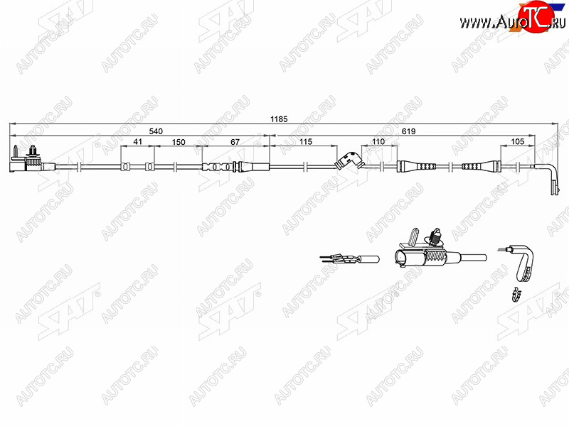 499 р. Датчик износа передних тормозных колодок SAT Land Rover Range Rover Sport 2 L494 дорестайлинг (2013-2017)  с доставкой в г. Владивосток