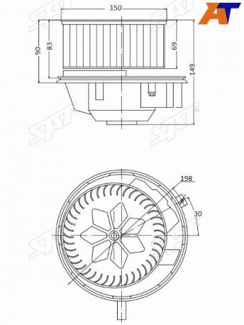 Мотор отопителя салона Audi A3 03-13  Q3 11-19  Skoda Octavia 04-13  Volkswagen Golf 03-19  Jett SAT ST-1K1820015L