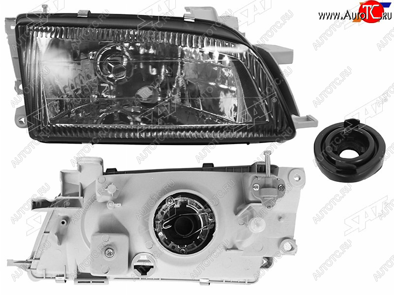 2 349 р. Фара правая (чёрный хрусталь) SAT Toyota Carina E T190 седан дорестайлинг (1992-1996)  с доставкой в г. Владивосток