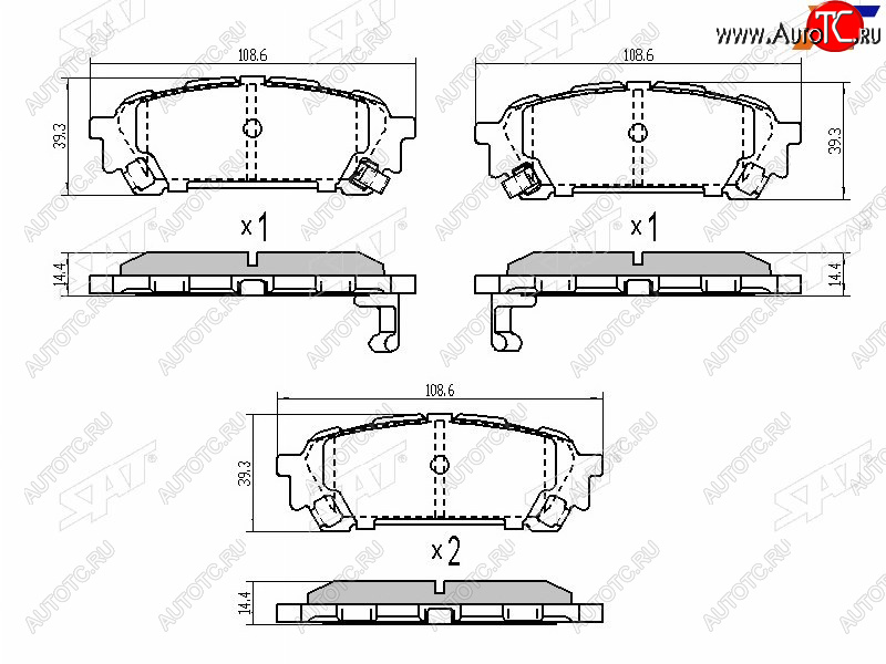 769 р. Колодки тормозные зад RH-LH SAT  Subaru Forester (SF,  SG,  SH,  SJ,  SK/S14), Impreza (GC,  GF,  GD,  GG,  GE,  GH,  GJ,  GK,  GT)  с доставкой в г. Владивосток