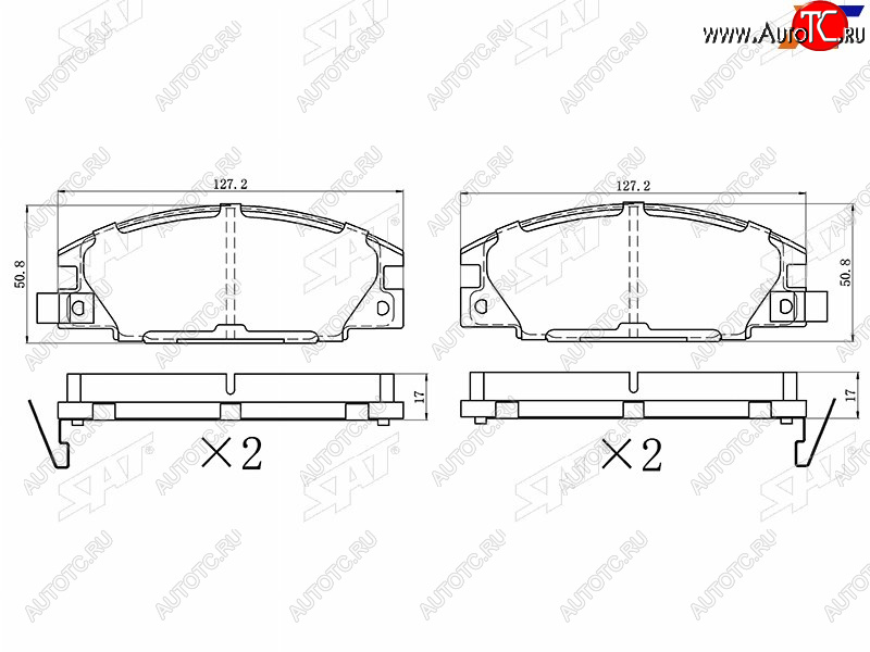 1 479 р. Колодки тормозные перед FR-FL SAT  Isuzu Trooper (1981-1991), Opel Frontera  B (1998-2003)  с доставкой в г. Владивосток