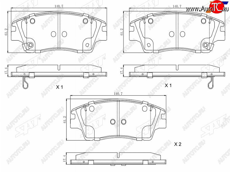 1 459 р. Колодки тормозные FR SAT   Hyundai IX35 ( LM,  NU) (2013-2024), Hyundai Tucson ( TL,  NX4) (2015-2022), KIA Sportage ( 4 QL,  5 NQ5) (2016-2024)  с доставкой в г. Владивосток