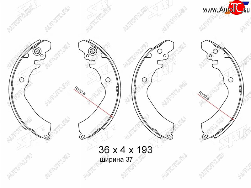 1 299 р. Колодки тормозные барабанные задние RH-LH SAT  Mitsubishi Carisma - Lancer ( 7,  8)  с доставкой в г. Владивосток