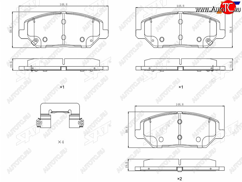 2 259 р. Колодки тормозные передние FR-FL SAT   Hyundai I30 (FD,  2 GD,  3 PD), I30 Fastback (PD), KIA Ceed (3 CD)  с доставкой в г. Владивосток