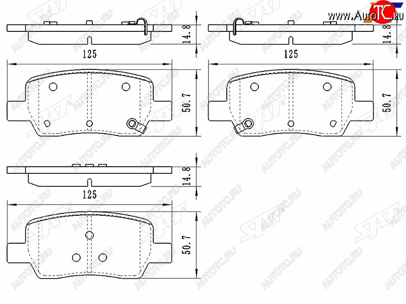 1 239 р. Колодки тормозные задние RH-LH SAT  Hyundai Santa Fe  TM (2018-2022), KIA Sorento  MQ4 (2020-2022)  с доставкой в г. Владивосток