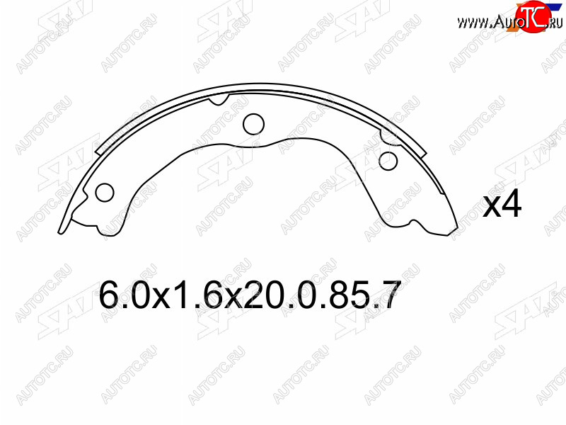 1 289 р. Колодки барабанные задние RH-LH SAT Nissan Primera 3 седан P12 (2001-2008)  с доставкой в г. Владивосток