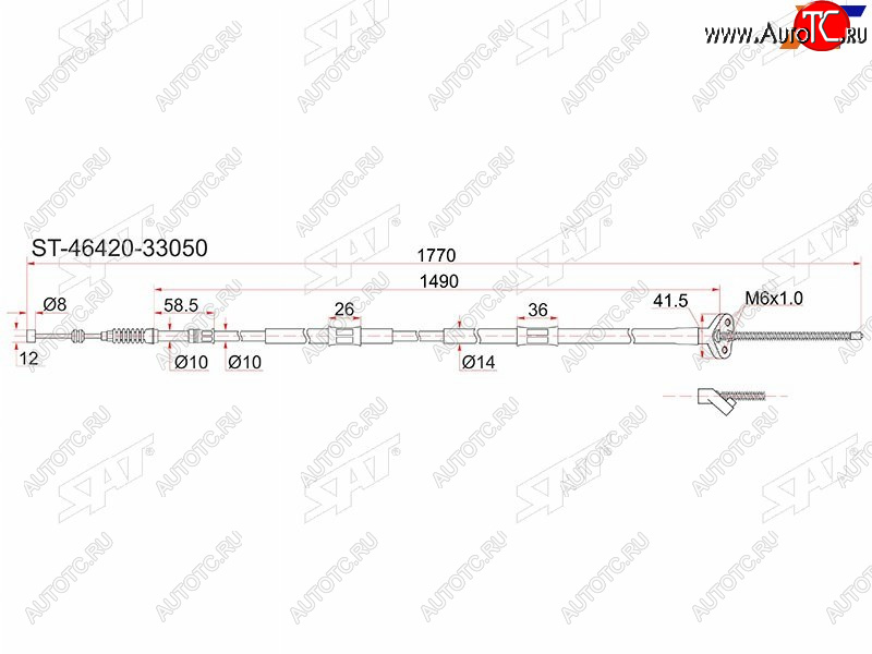 1 559 р. Трос ручника LH 2WD SAT Toyota Camry Gracia XV20 седан (1996-2001)  с доставкой в г. Владивосток