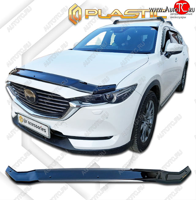 1 999 р. Дефлектор капота CA-Plastic  Mazda CX-8  KG2P KG5P (2017-2022) дорестайлинг (classic черный, без надписи)  с доставкой в г. Владивосток