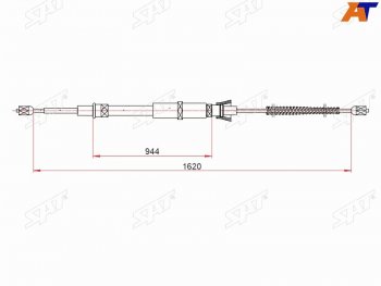 Трос ручного тормоза RH-LH SAT Skoda Octavia A5 дорестайлинг универсал (2004-2008)  (барабанные тормоза)