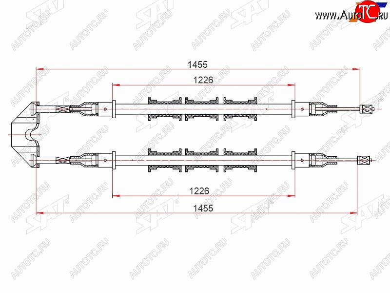 1 799 р. Трос ручного тормоза LH-RH SAT  Opel Vectra  B (1995-2003) седан дорестайлинг, универсал дорестайлинг , седан рестайлинг  с доставкой в г. Владивосток