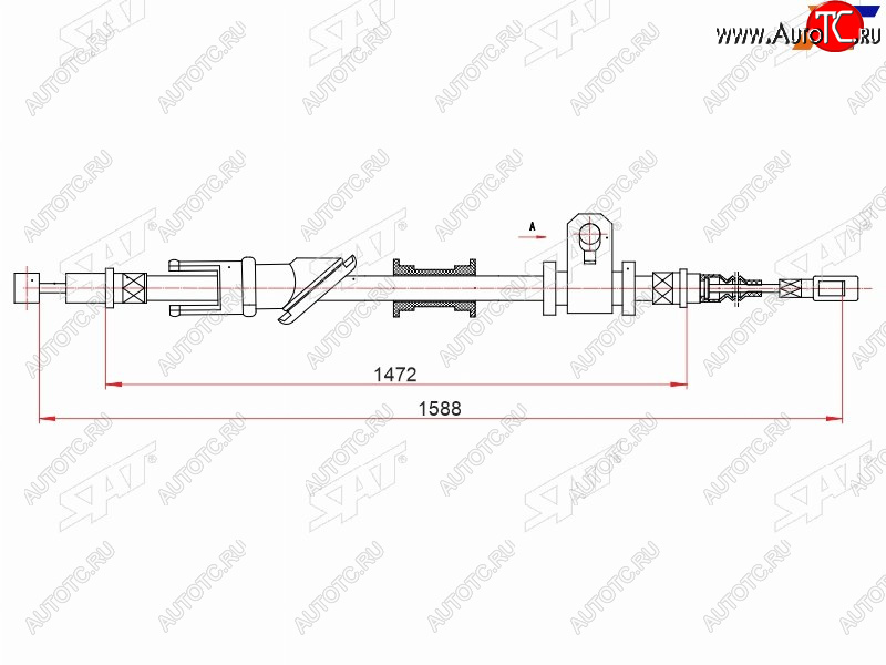 1 329 р. Трос ручного тормоза LH SAT Mitsubishi Lancer 9 1-ый рестайлинг седан (2003-2005)  с доставкой в г. Владивосток