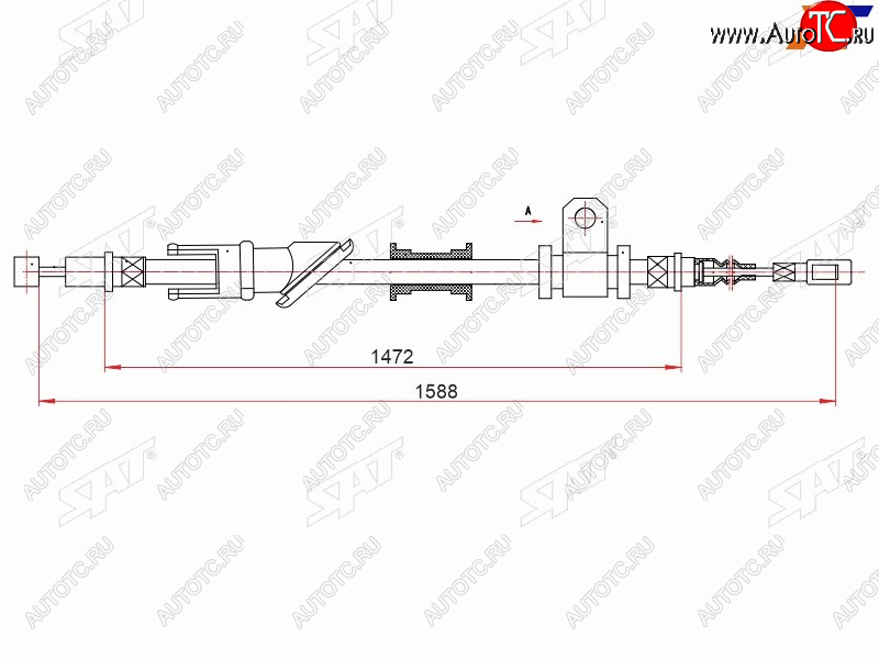 1 339 р. Трос ручного тормоза RH SAT Mitsubishi Lancer 9 1-ый рестайлинг седан (2003-2005)  с доставкой в г. Владивосток