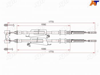 Трос ручного тормоза SAT Ford Focus 1 седан дорестайлинг (1998-2002)