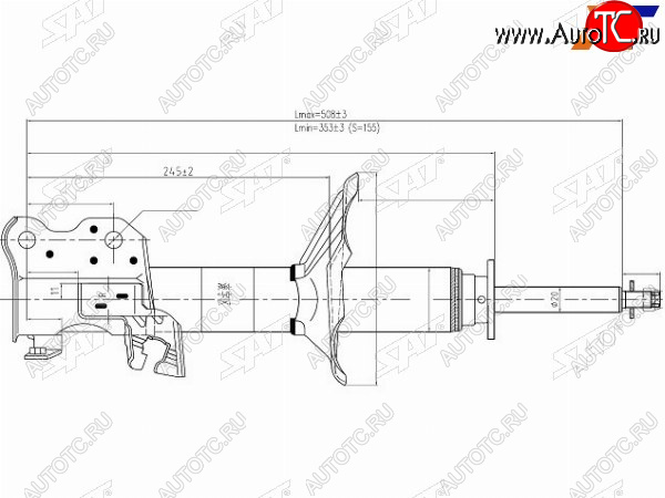 3 499 р. Стойка передняя RH SAT Nissan Almera G15 седан (2012-2019)  с доставкой в г. Владивосток