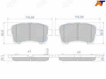 Колодки тормозные передние FR-FL SAT  Aerio  RA21S, RC51S, Liana ( хэтчбэк,  седан)