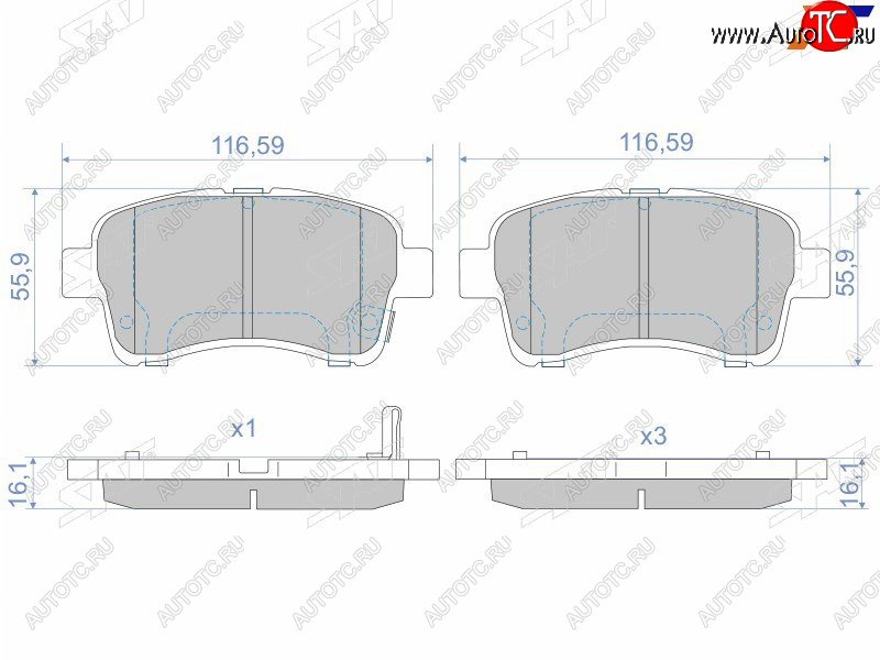 949 р. Колодки тормозные передние FR-FL SAT  Suzuki Aerio  RA21S, RC51S - Liana ( хэтчбэк,  седан)  с доставкой в г. Владивосток