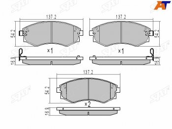 1 249 р. Колодки тормозные передние FR-FL SAT   Hyundai Elantra ( XD,  XD2) (2000-2010), Hyundai Sonata ( Y3,  EF) (1993-2001), Nissan Murano  1 Z50 (2002-2009), SSANGYONG Rexton ( Y200,  Y250,  Y290,  Y400) (2001-2023)  с доставкой в г. Владивосток. Увеличить фотографию 2