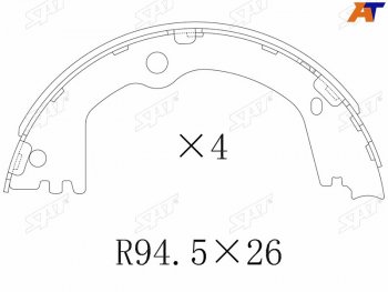 2 069 р. Колодки барабанные задние RH-LH SAT Hyundai Santa Fe DM дорестайлинг (2012-2016)  с доставкой в г. Владивосток. Увеличить фотографию 3