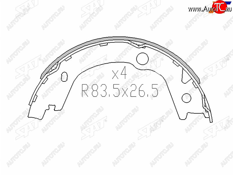 1 239 р. Колодки барабанные задние RH-LH SAT Hyundai Santa Fe DM дорестайлинг (2012-2016)  с доставкой в г. Владивосток