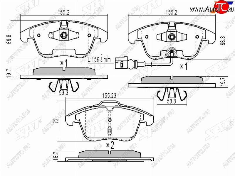 1 599 р. Колодки тормозные перед FL-FR SAT  Volkswagen Polo  Mk6 - Tiguan  NF  с доставкой в г. Владивосток