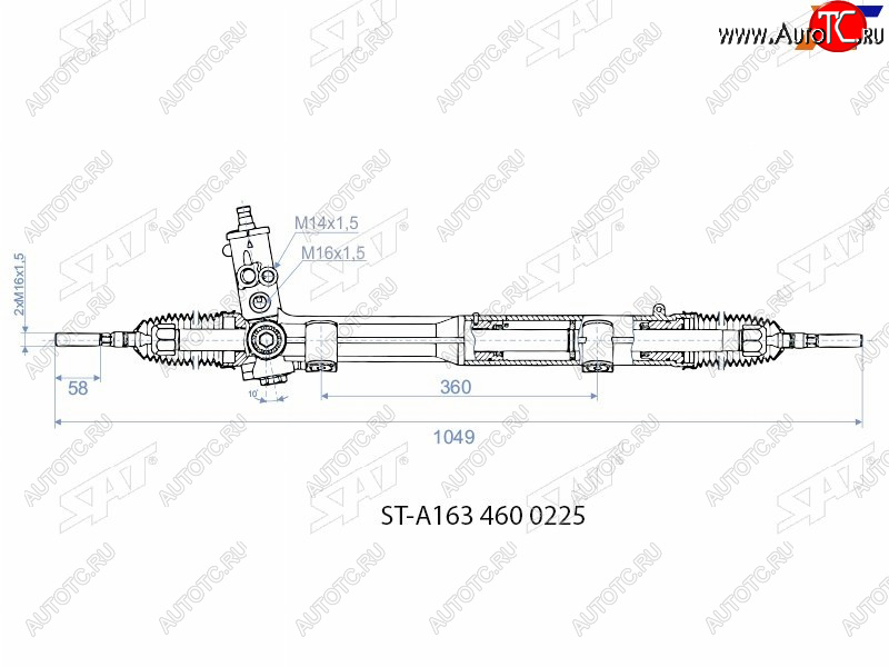 27 699 р. Рейка рулевая M14х1,5.16х1,5 SAT  Mercedes-Benz ML class  W163 (2001-2005) рестайлинг  с доставкой в г. Владивосток