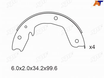 2 149 р. Колодки тормозные задние RH-LH SAT  Mitsubishi Pajero ( 3 V70,  3 V60,  4 V90,  4 V80) (1999-2020) дорестайлинг, дорестайлинг, рестайлинг, рестайлинг, дорестайлинг, дорестайлинг, 1-ый рестайлинг, 3 дв. 1-ый рестайлинг, 2-ой рестайлинг  с доставкой в г. Владивосток. Увеличить фотографию 2