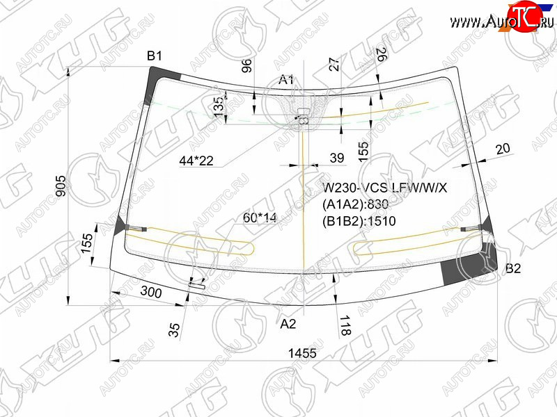 11 899 р. Стекло лобовое (Антенна Датчик дождя) XYG  Mercedes-Benz SL class  R230 (2002-2013)  с доставкой в г. Владивосток