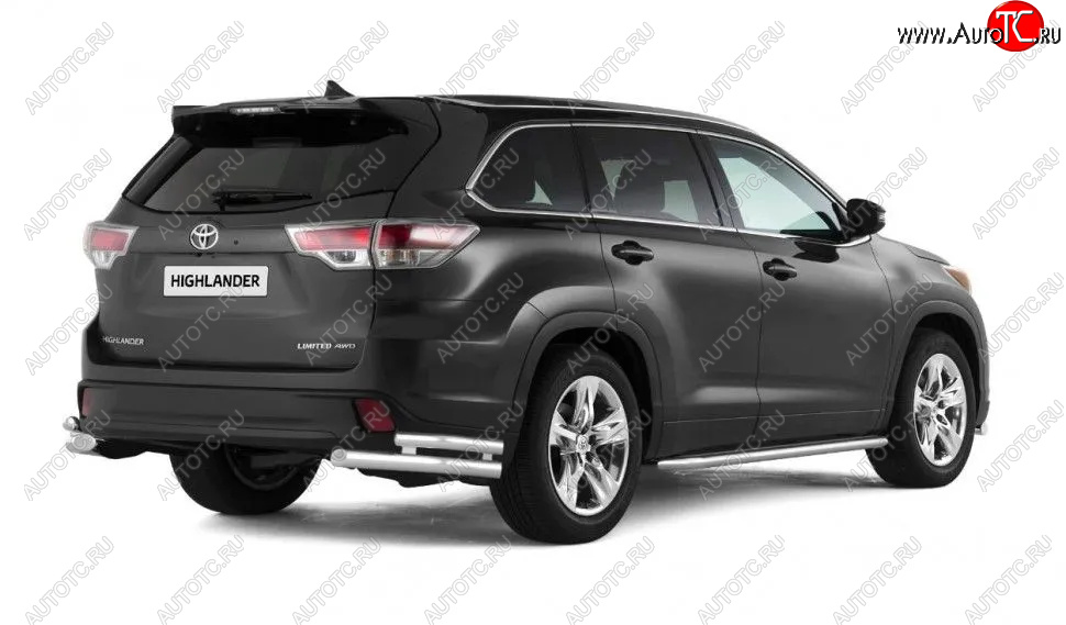 24 999 р. Защита заднего бампера (двойная, уголки d63/51 мм) Toyota Highlander XU50 рестайлинг (2016-2020)  с доставкой в г. Владивосток