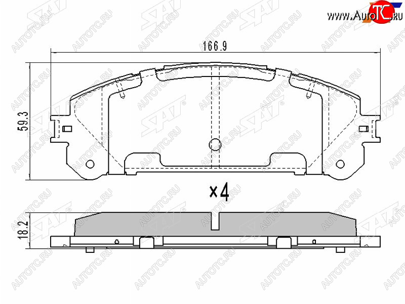 1 349 р. Колодки тормозные перед FL-FR SAT  Lexus RX350 ( AL10,  AL20) (2008-2019), Lexus RX450  AL20 (2015-2019), Lexus RX450H  AL10 (2009-2012), Toyota Highlander  XU50 (2013-2020)  с доставкой в г. Владивосток