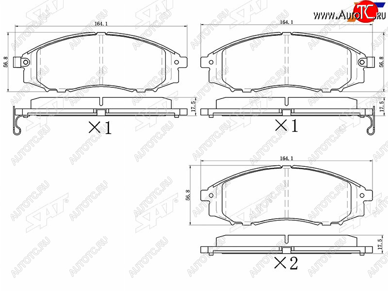 1 399 р. Колодки тормозные перед FR-FL SAT Nissan Pathfinder R51 дорестайлинг (2004-2007)  с доставкой в г. Владивосток