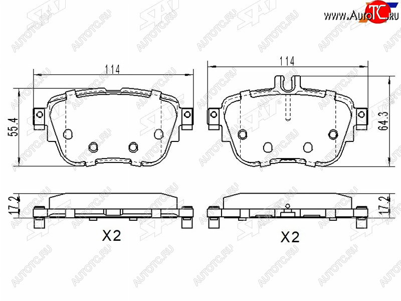 1 459 р. Колодки тормозные задние RH-LH SAT  Mercedes-Benz E-Class  S213 (2016-2024) универсал дорестайлинг, универсал рестайлинг  с доставкой в г. Владивосток