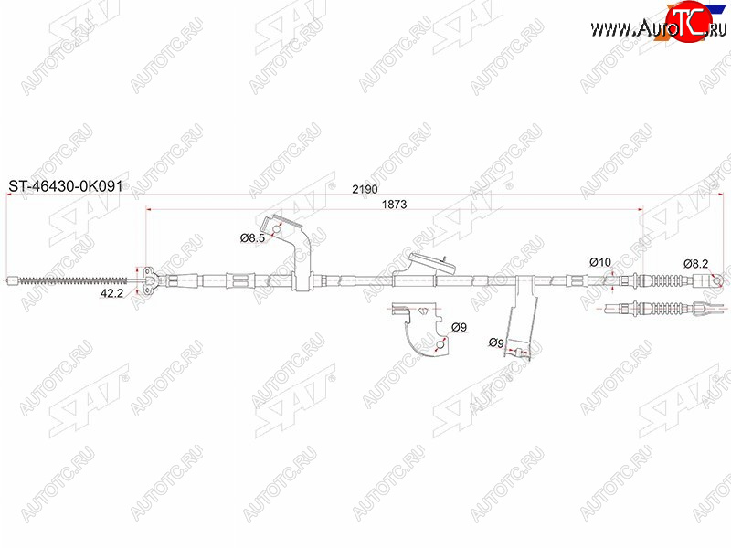 2 539 р. Трос стояночного тормоза LH SAT Toyota Hilux AN10,AN20 дорестайлинг (2004-2008)  с доставкой в г. Владивосток