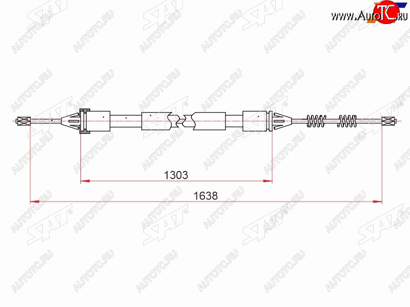 669 р. Трос ручного тормоза LH-RH SAT  Peugeot 206 ( хэтчбэк 5 дв.,  хэтчбэк 3 дв.,  универсал,  седан) - Partner ( M49/M59,  B9)  с доставкой в г. Владивосток