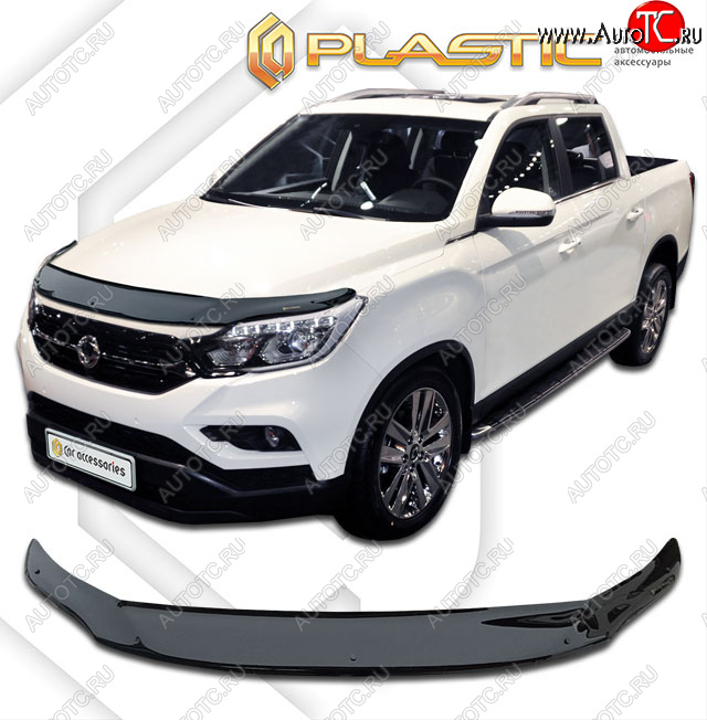 2 599 р. Дефлектор капота CA-Plastic  SSANGYONG Rexton Sports  Q200 (2018-2021) (classic черный, без надписи)  с доставкой в г. Владивосток