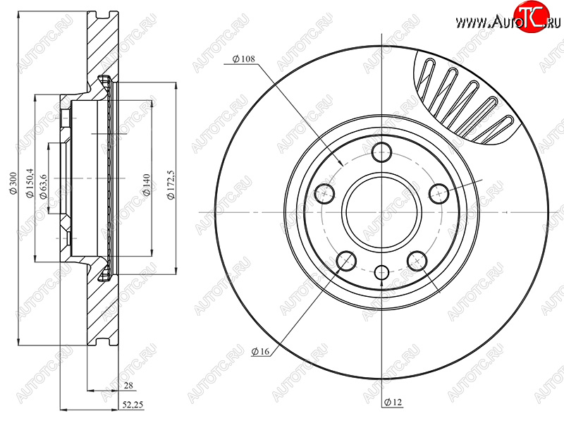 3 299 р. Диск тормозной передний Ø258mm HOSU Ford Focus 3 универсал дорестайлинг (2010-2015)  с доставкой в г. Владивосток