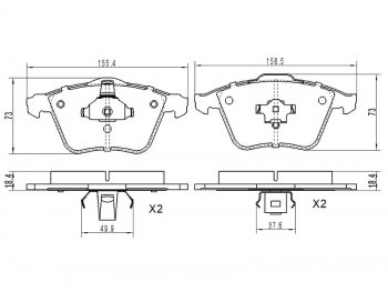 Колодки тормозные передние FL-FR SAT Ford Focus (2), Mazda 3/Axela (BK,  BL)