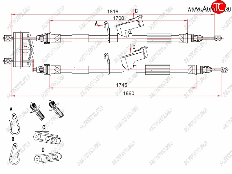 2 389 р. Трос ручного тормоза SAT Ford Focus 2 универсал рестайлинг (2007-2011) (дисковые тормоза)  с доставкой в г. Владивосток