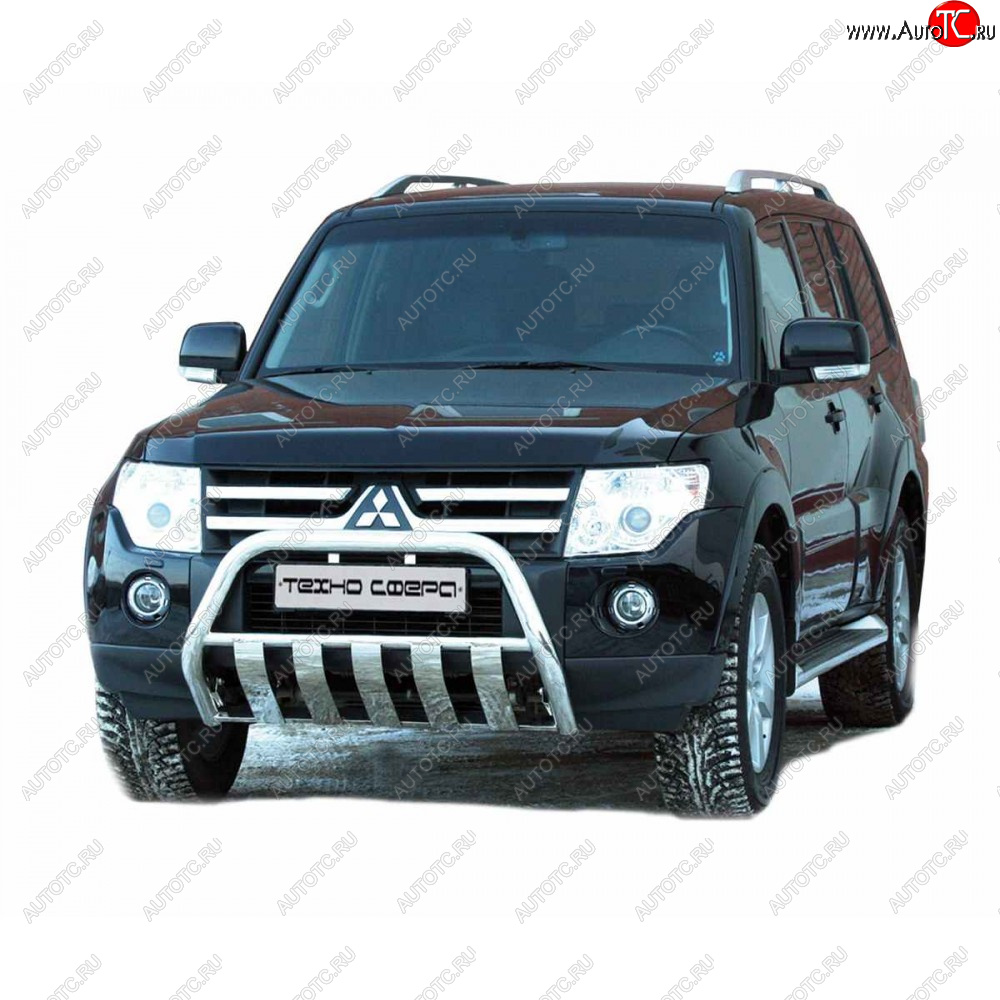 11 399 р. Передок плоский крашенная d63.5, Техно Сфера Mitsubishi Pajero 4 V90 дорестайлинг (2006-2011) (Черный матовый)  с доставкой в г. Владивосток