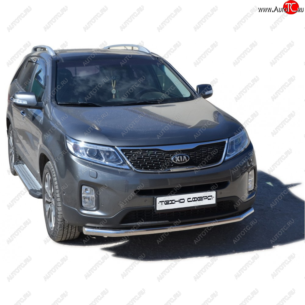 27 799 р. Пороги бумер алюминиевые с резинкой, Техно Сфера KIA Sorento UM/Prime рестайлинг (2018-2020) (Черный глянец)  с доставкой в г. Владивосток