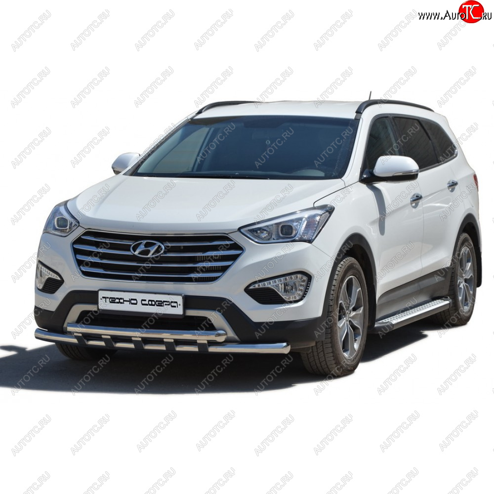 31 999 р. Пороги бумер алюминиевые с резинкой, Техно Сфера  Hyundai Grand Santa Fe  1 DM (2013-2018) дорестайлинг, рестайлинг (Черный глянец)  с доставкой в г. Владивосток