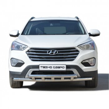 Защита переда труба двойная нержавейка d63.5, Техно Сфера Hyundai (Хюндаи) Grand Santa Fe (гранд)  1 DM (2013-2018) 1 DM дорестайлинг, рестайлинг